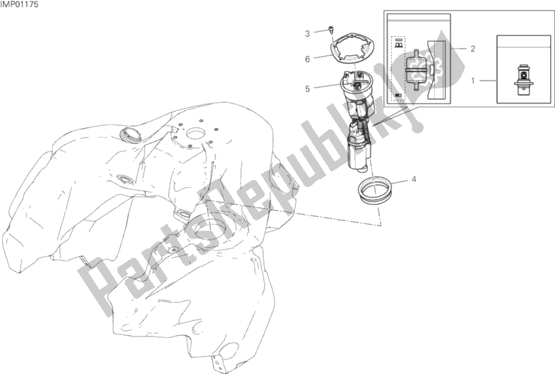 Todas as partes de Bomba De Combustivel do Ducati Multistrada 1260 Enduro 2019